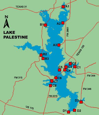 map of lake palestine tx
