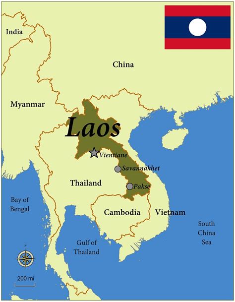 map of laos and surrounding countries