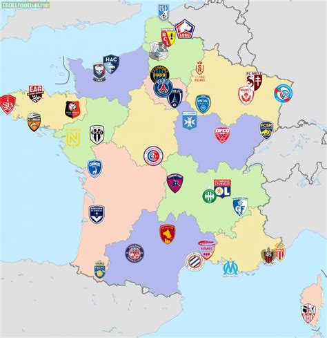 map of ligue 1 and ligue 2
