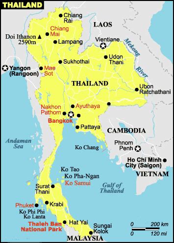 map of major cities in thailand