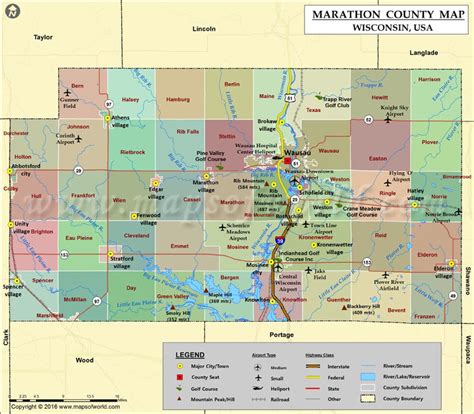 map of marathon county wisconsin