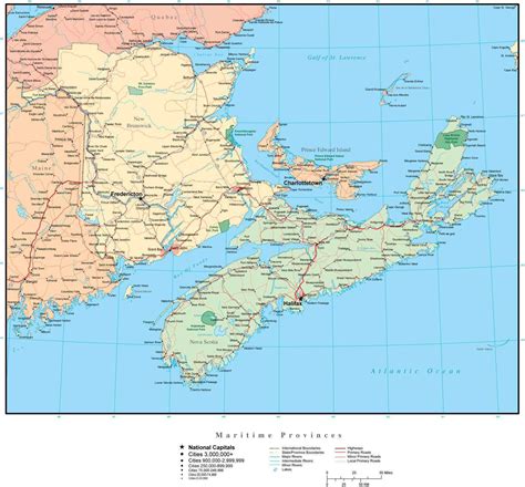 Maritime Provinces map in Adobe Illustrator vector format