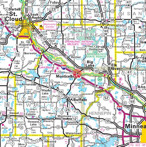 map of monticello mn and surrounding areas