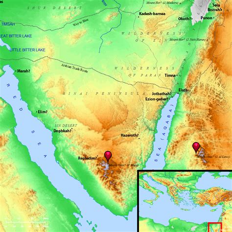 map of mount sinai in the bible