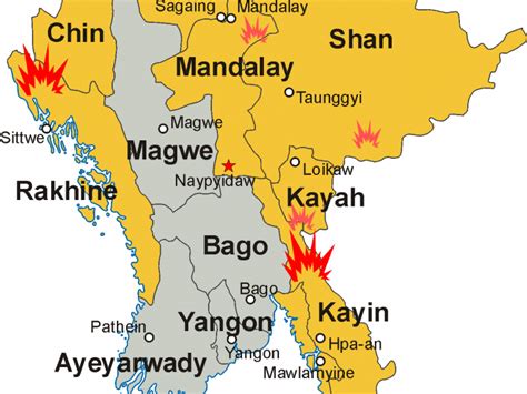 map of myanmar civil war