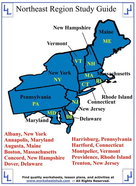 map of northeast states and capitals