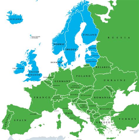 map of northern europe with countries