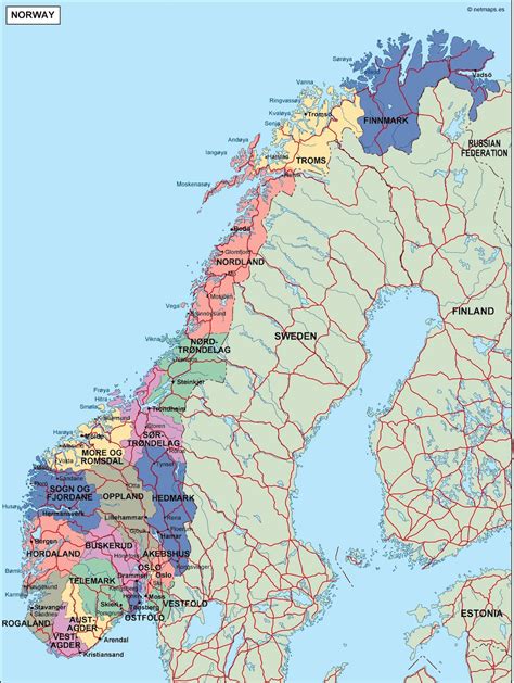 map of norway with cities and counties