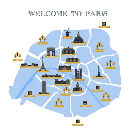 map of paris france with landmarks