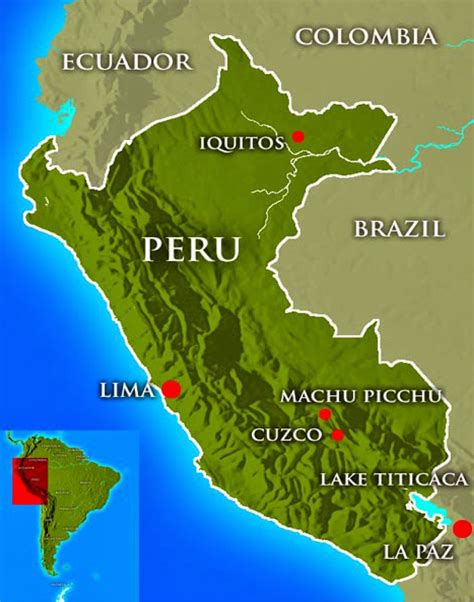 map of peru with machu picchu