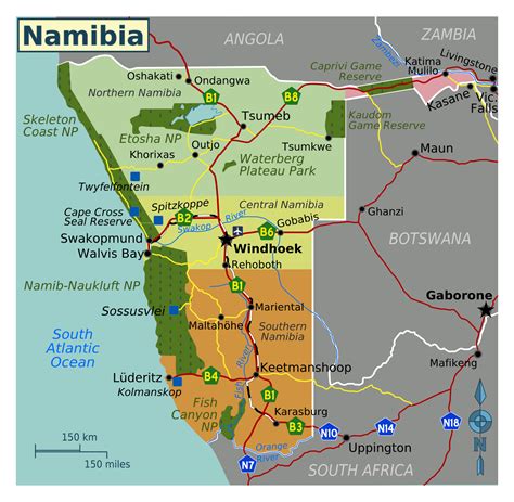 map of regions in namibia