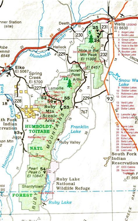 Map Of Ruby Mountains Nevada