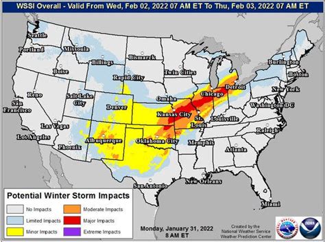 map of snow storm in usa