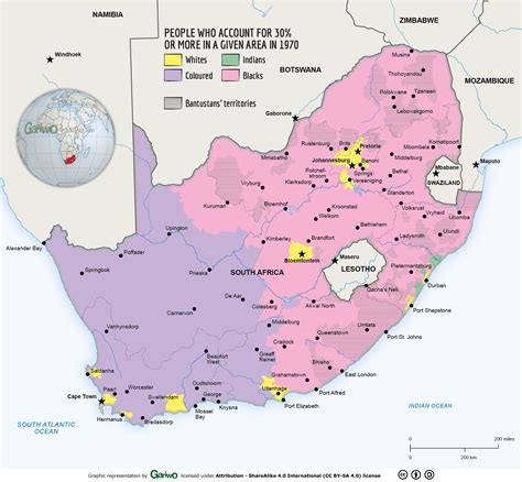 map of south africa apartheid