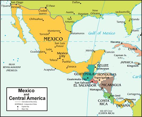 map of southern mexico and central america