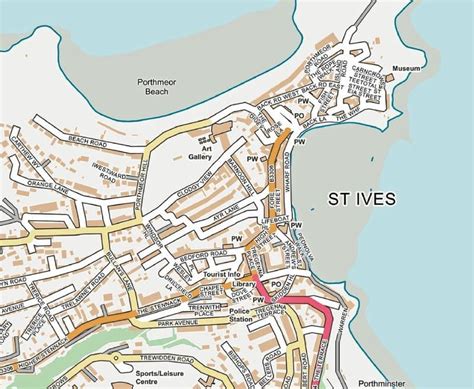 Map Of St. Ives Cornwall Printable