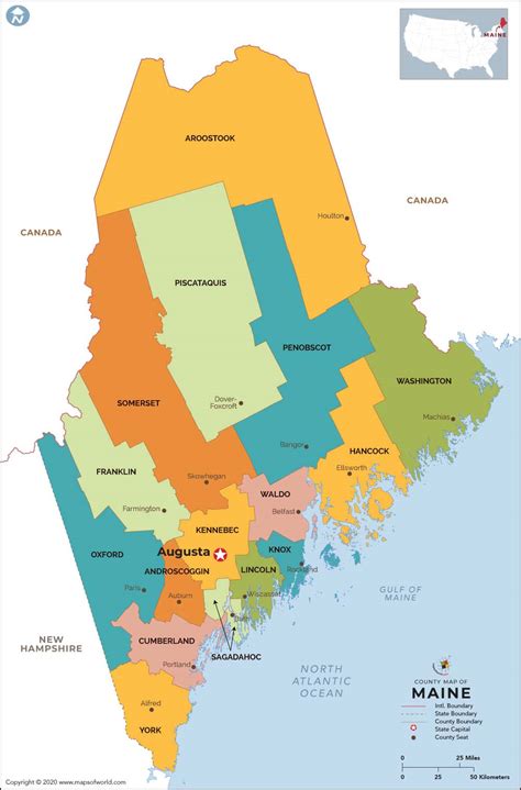 map of state of maine showing counties