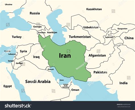 map of surrounding countries of iran