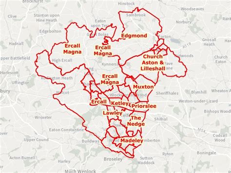 map of telford and wrekin council area