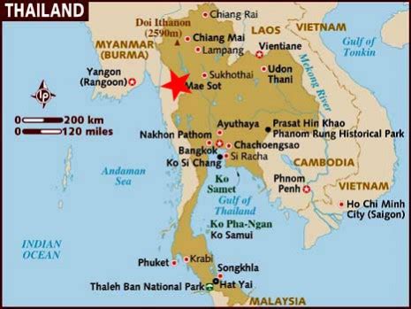map of thailand mae sot
