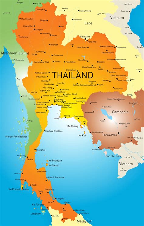 map of thailand with major cities