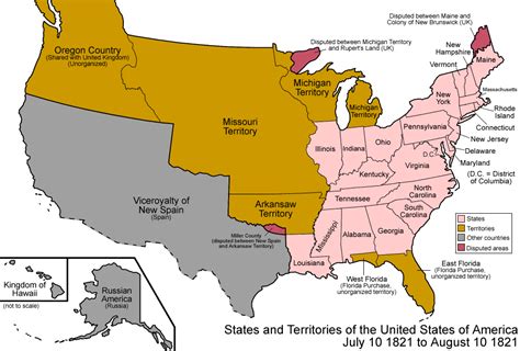 map of the us in 1821