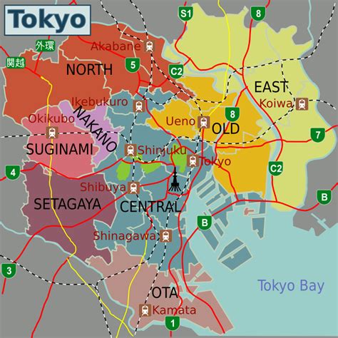 map of tokyo japan area