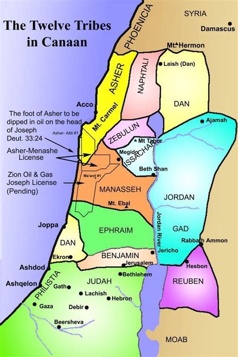 map of twelve tribes of israel in canaan
