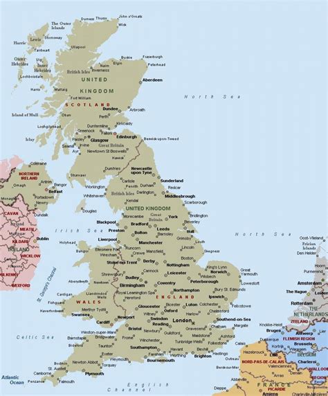 map of uk with towns