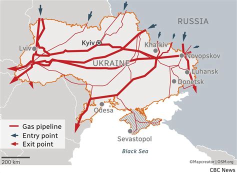 map of ukraine and russia gas pipelines