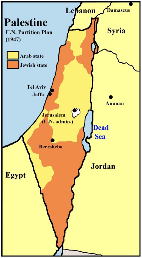 map of un partition plan for palestine 1947
