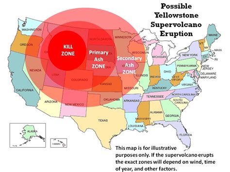 map of united states if yellowstone erupts