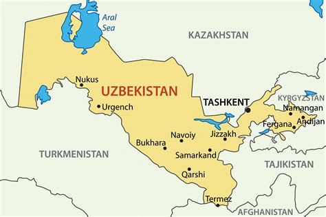 map of uzbekistan and near countries