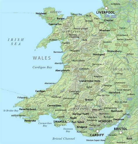 map of wales uk with towns