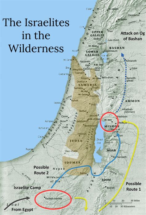 map of wilderness wanderings of israelites