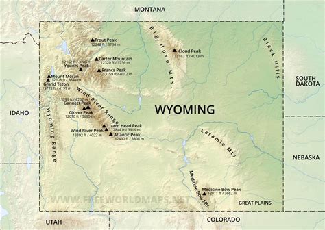 map of wyoming mountain ranges