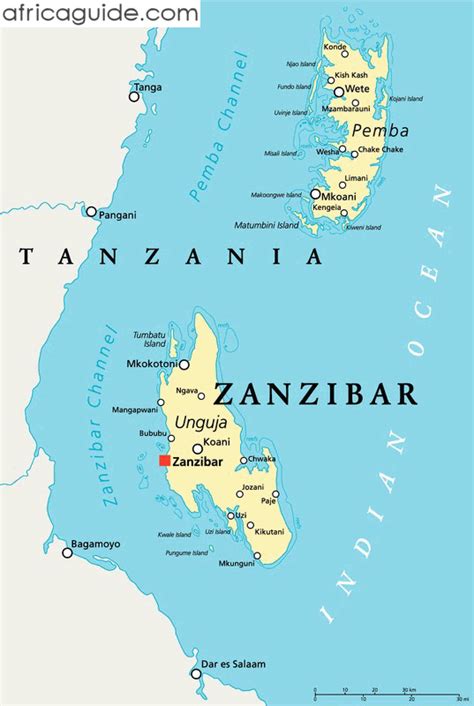 map of zanzibar in africa