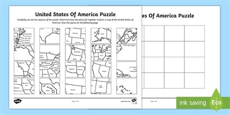Map Puzzle Of Usa Printable