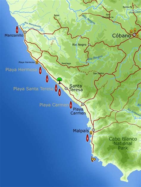 map santa teresa costa rica