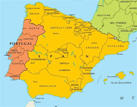 map showing spain and portugal