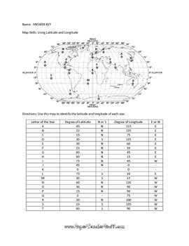 map skills using latitude and longitude answer key