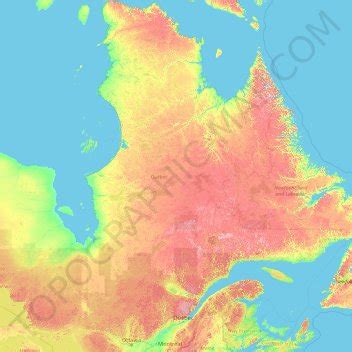 Landkarte Québec (Reliefkarte) Karten und Stadtpläne