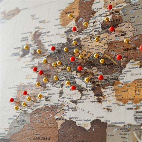 World Push Pin Map Dark blue (Detailed) Push Pin Travel Maps