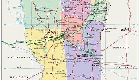 Mapa de la provincia de San Luis y sus departamentos - Tamaño completo