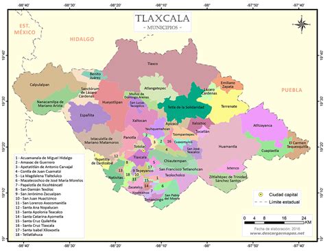 Mapa Del Estado De Tlaxcala Con Nombres