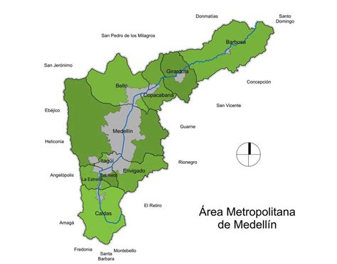 mapa area metropolitana medellin