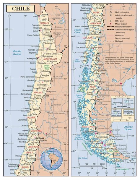 mapa chile con ciudades