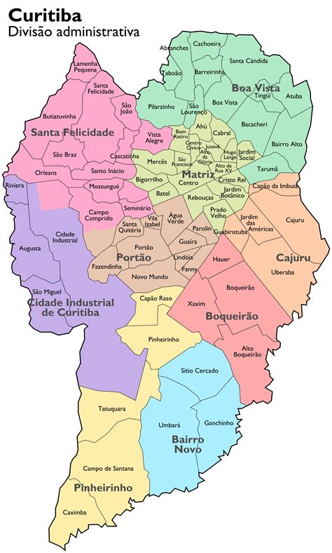 mapa com os bairros de curitiba