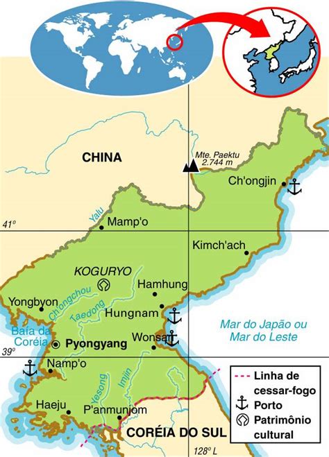 mapa da coreia do norte