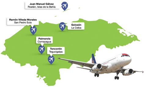 mapa de aeropuertos de honduras